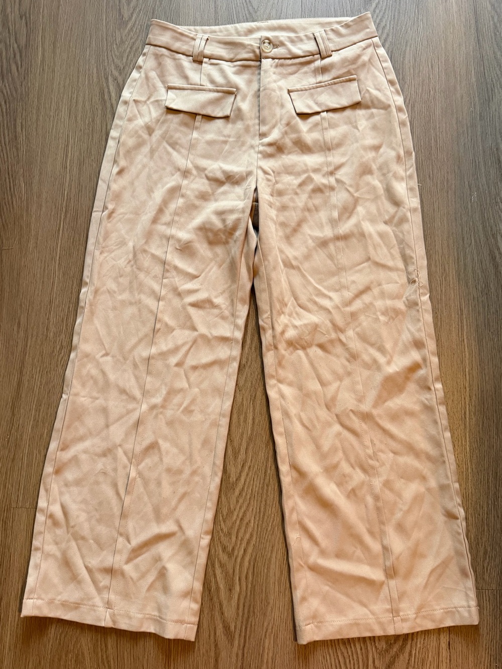 Women's Wide-Leg Cropped Pants in Light Beige